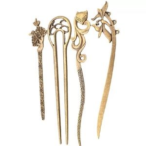 4pcs Bronze Vintage Hair Sticks